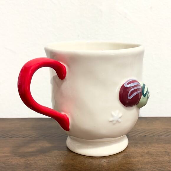 NWT: Anthropologie - Holifaye, Red Handle, Hand-Painted, Stoneware Coffee Mug - Picture 4 of 7